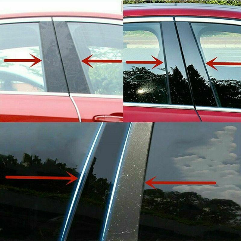 6pcs/set Glossy Black Pillar Posts Window Door Moulding Trim Cover Exterior Accessories For For Toyota Sienna 2002-2009