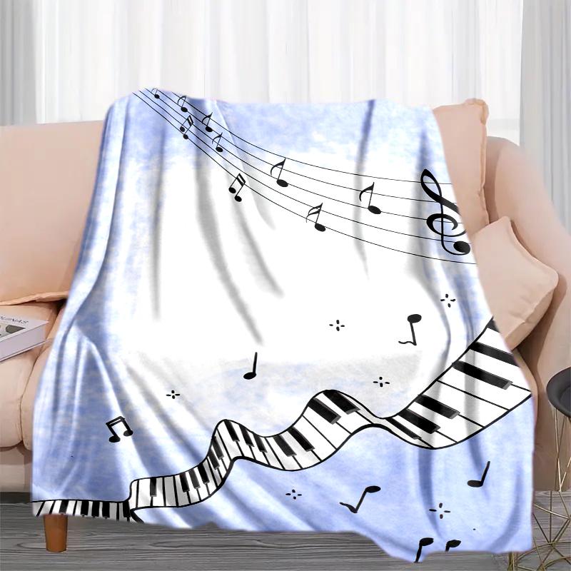 1PC Piano keys music printed blanket, all season lightweight home office outdoor nap multifunctional blanket A18