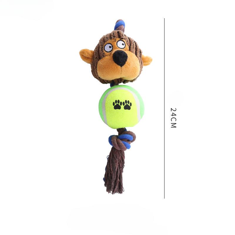 Собака Вельветовый теннисный мяч Хлопковая веревка Интерактивная игрушка для прорезывания зубов