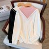 Women's Autumn and Winter Plus Size Loose Thickened Knitted Sweater Temperament Color Blocking Half High Neck Pullover Tops