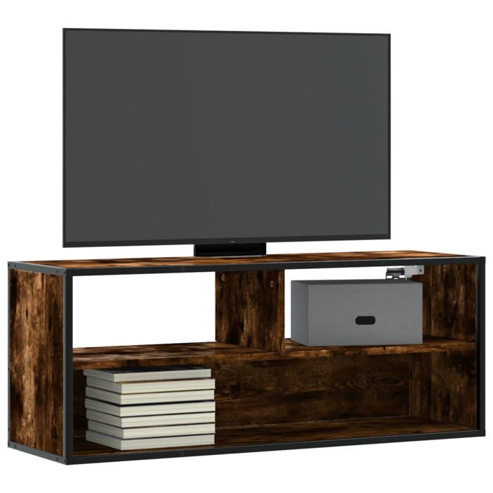 VidaXL TV Stand Smoked Oak 100x31x39.5 Cm Engineered Wood and Metal, TV Stand, Media Cabinet, TV Console, HiFi Furniture, 848936