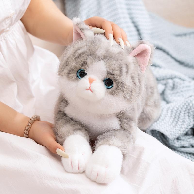 Реалистичные плюшевые игрушки кошки, мягкая набивная модель котенка, искусственная кошка, котенок, 5 цветов, реалистичные животные, для детей, девочек, праздничный подарок на день рождения
