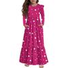 Girls' Tiered Ruffle Dress - Long Sleeve Printed Maxi With Pockets