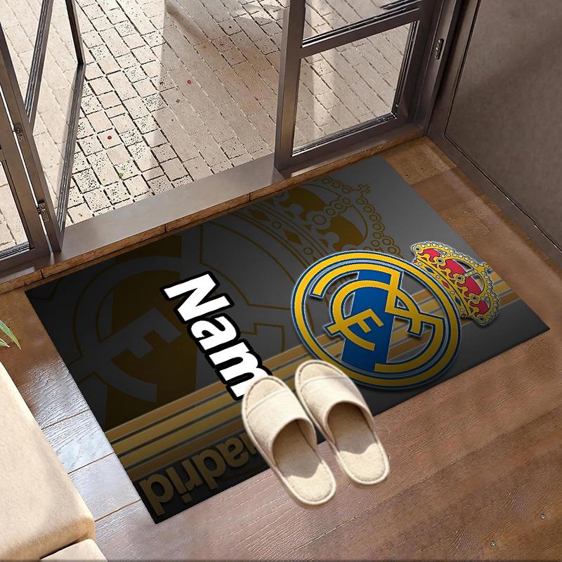 Custom Name Personalized Real Madrid Print Carpet, Versatile Home Decor Rug, for Playroom, Apartment, Balcony, Entryway, Hallway Gift