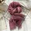 Spring and Summer Thin Breathable Linen Scarf for Women, Artistic Solid Color Shawl Pure Linen Scarf for Women