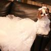 Customized Dog Wedding Dress,Handmade Long Tailing Wedding Costume for Puppy Kitten,Headdress Attach,Pure White Dresses for Dog