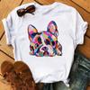 Cute French Bulldog T-shirt Animal Harajuku Print Pattern Shirt Fun French Bulldog Short Sleeves Animal Lover Tshirt Dog Mom Tee