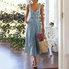 Denim Dress for Women Summer Casual Sleeveless Midi Dress with Pockets Button Down A-Line Swing Jean Dress
