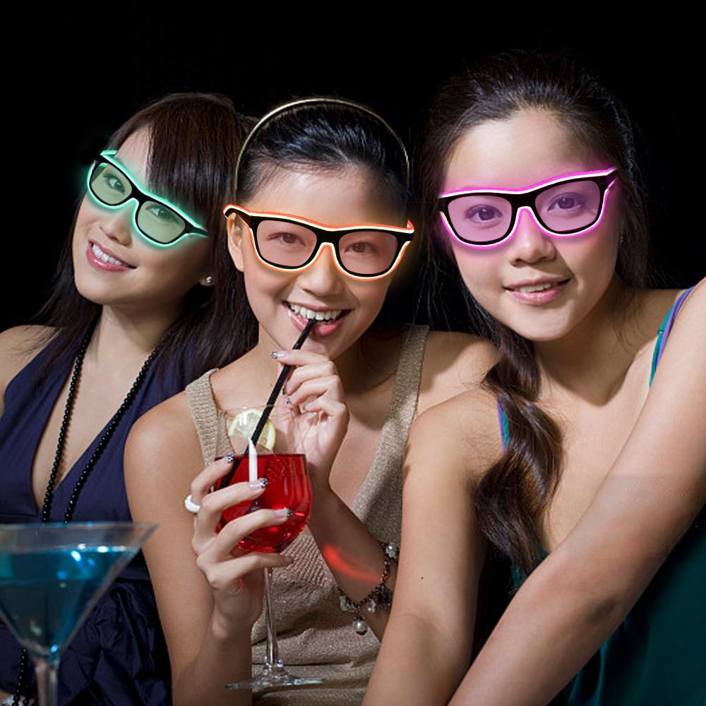 LED Glasses 20 Colors Optional Light Up El Wire Neon Rave Glasses Twinkle Glowing Party Club Holiday Bar Decorative Glasses