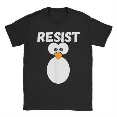Юмористическая забавная футболка Penguin Resist Cool для мужчин с круглым вырезом, 100% хлопок, футболка с коротким рукавом, акция протеста против пошлин, подарочный товар