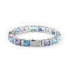 THE BLING KING 7,5 мм Сине-фиолетовый квадратный браслет с драгоценными камнями Iced Out Двухцветный кубический цирконий Браслет с пружинной застежкой HipHop Украшения