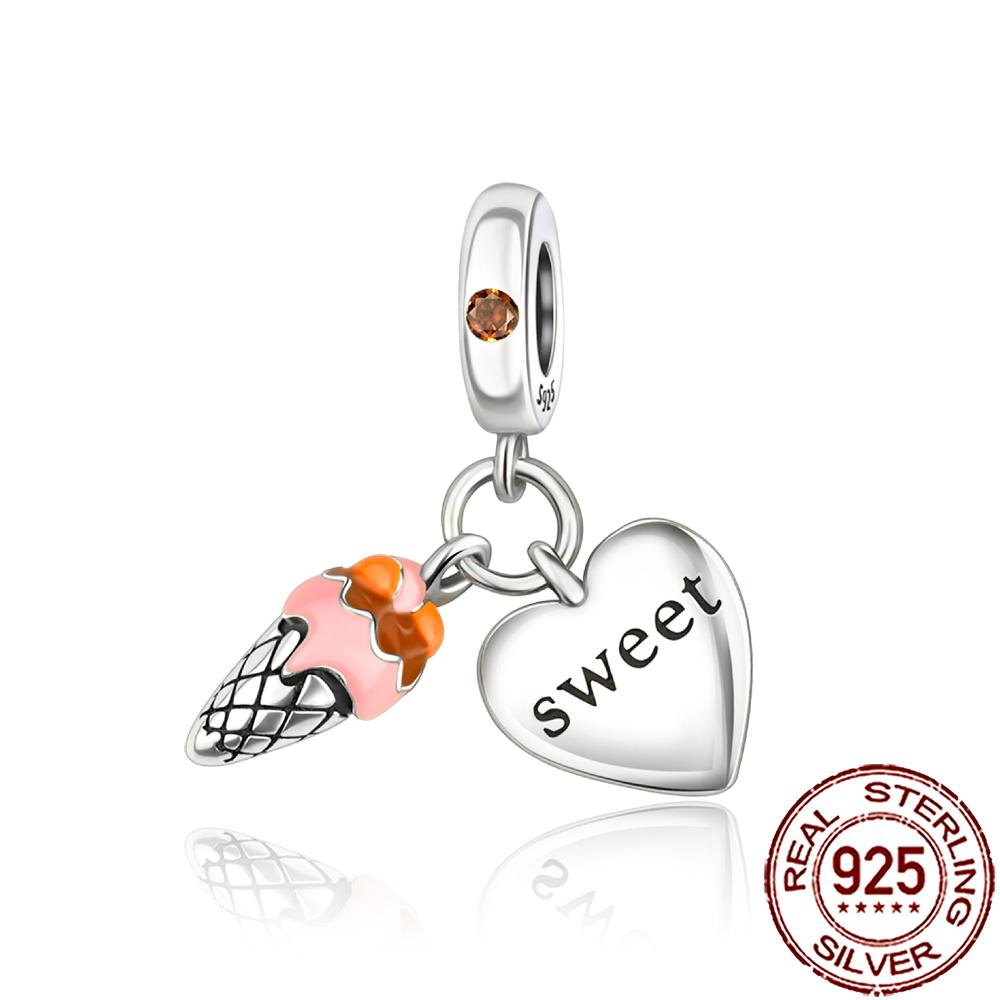 New Charms 925 Silver Fruit Food Goblet Hamburger Coffee Cup Beads Fit Bracelet Necklace DIY Jewelry
