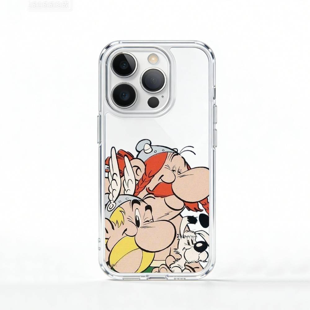 A-Asterix C-Cartoon O-Obelix Phone Case For iPhone 17 16 15 14 13 12 11 Mini Pro Max Plus Transparent Cover
