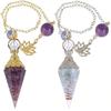 Античное серебро Маятник с кристаллами семи чакр из смолы и подвеской из полудрагоценных камней