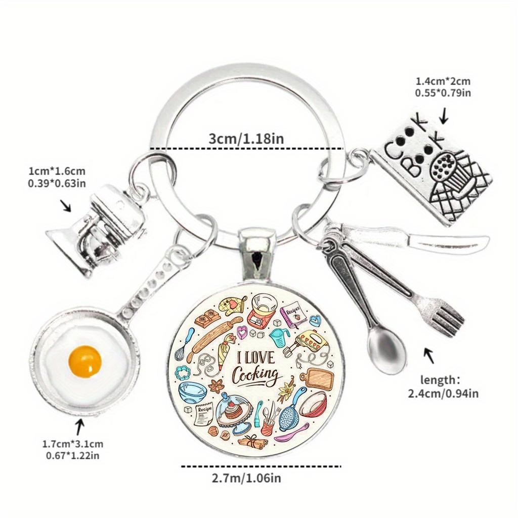 Картина маслом «Я люблю готовить» Маминый повар ЭТА МАМА ЛУЧШАЯ В МИРЕ Яйцеварка Кухонный инструмент Время Брелок с драгоценными камнями Брелок для шеф-повара Кухонный работник