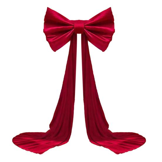 Очень большой бант из красного бархата Красная бархатная бабочка Рождественское украшение с золотой металлической нитью Гирлянда на елку Праздничный декор