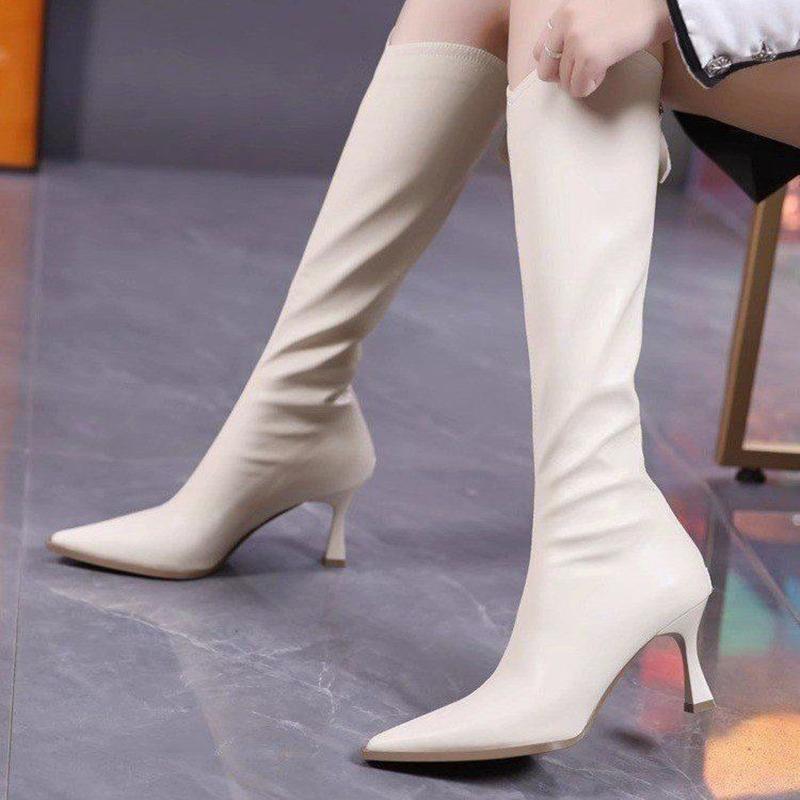 Designer High Heel Women Knee High Boots Fashion Elegant Dancing Party Shoes Pointed Toe Women's Modern Long Booties