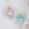 2 шт. пасхальное стеклянное яйцо подвесное украшение с шнурком многоразовое розовое сине-зеленое