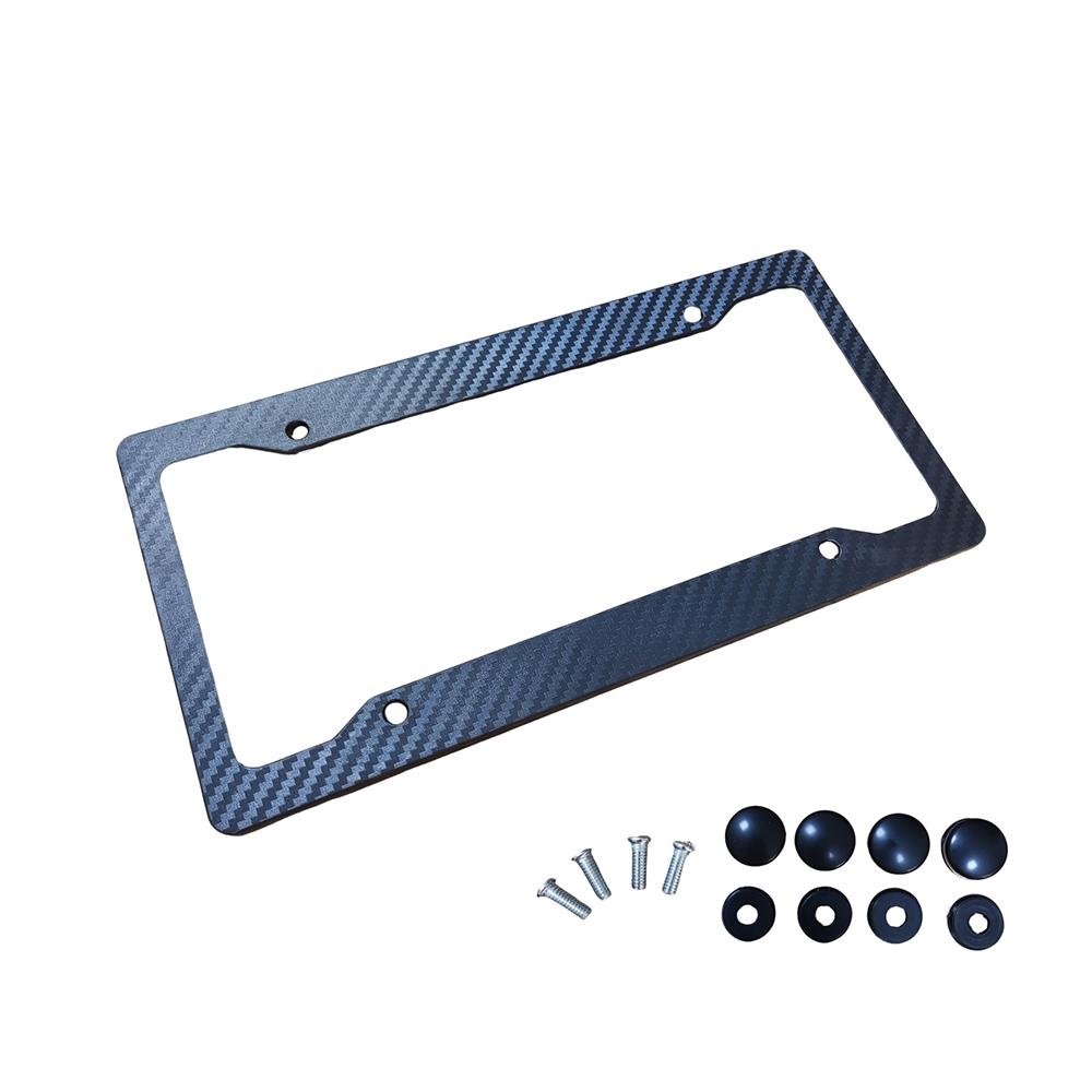 1/2PCS Black Carbon Fiber Pattern ABS License Plate Frame Fiber Black Auto Tag Holder TAG Cover for Front Rear Car Accessories License Plate Covers