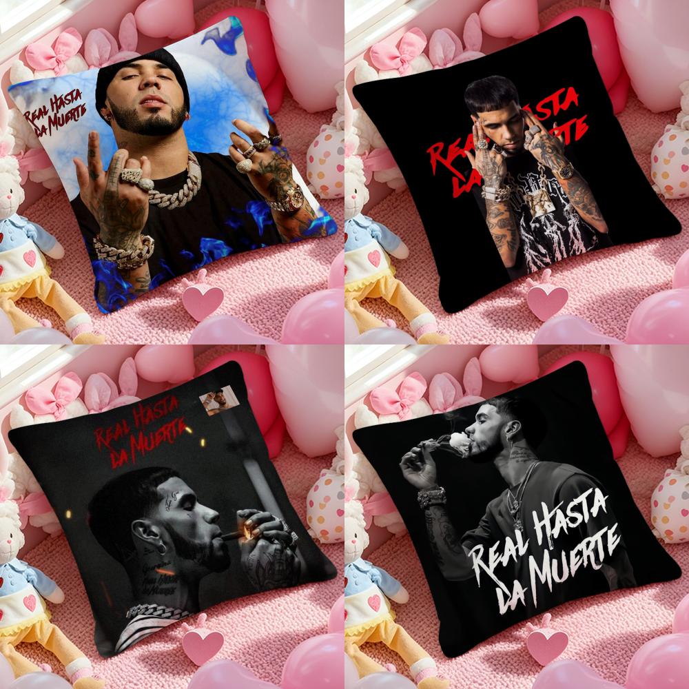 A-Anuel AA Real Hasta La Muerte Cushion Cover Pattern Printed Pillowcase for Living Room Sofa Cushion Cover & Bedroom Decor