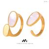 European & American Luxury Titanium Gold-Plated White Mother-of-Pearl Open Ring for Women