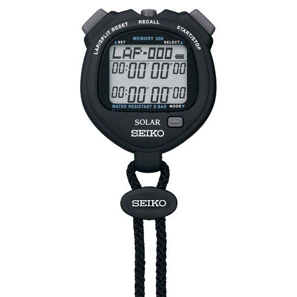 Used Seiko SEIKO SOLAR STANDARD Black S061 Sports General Use Stopwatch Solar Charging Timer Measurement Lap Time Split Dual Display Sound Off