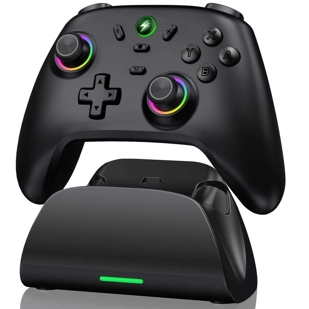 Switch Controller with Macro Program Rapid Fire Wireless Pro Gyro 4 Vibration and Back Compatible with Switch Switch and iOS Editing, 3-Step Function,