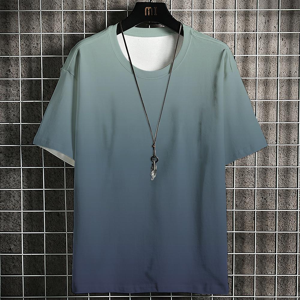 Свободные мужские уличные футболки в стиле хип-хоп, повседневная классическая футболка 2023 года с короткими рукавами и круглым вырезом с градиентом, модная футболка большого размера