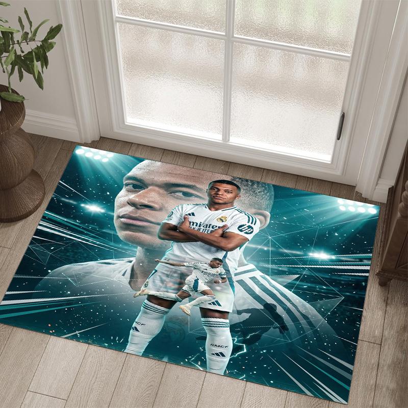Kylian Mbappe Design Crystal Velvet Carpet Cozy Non?Slip Printed Rug For Bedroom Living Room Entrance