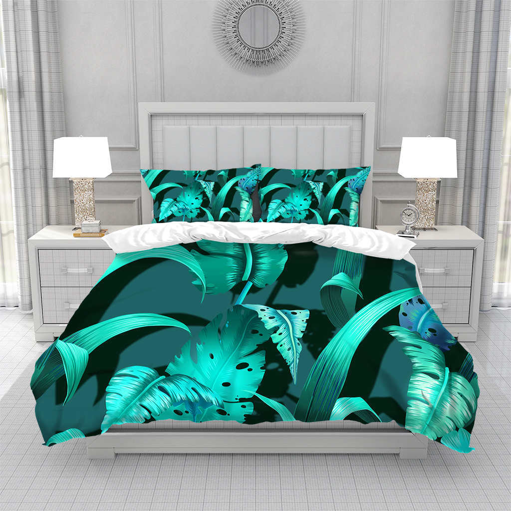 Tropical Hawaii King Queen Duvet Cover Hello Summer Palm Leaf Quilt Cover Exotic Bedding Set 2/3pcs Polyester Comforter Cover