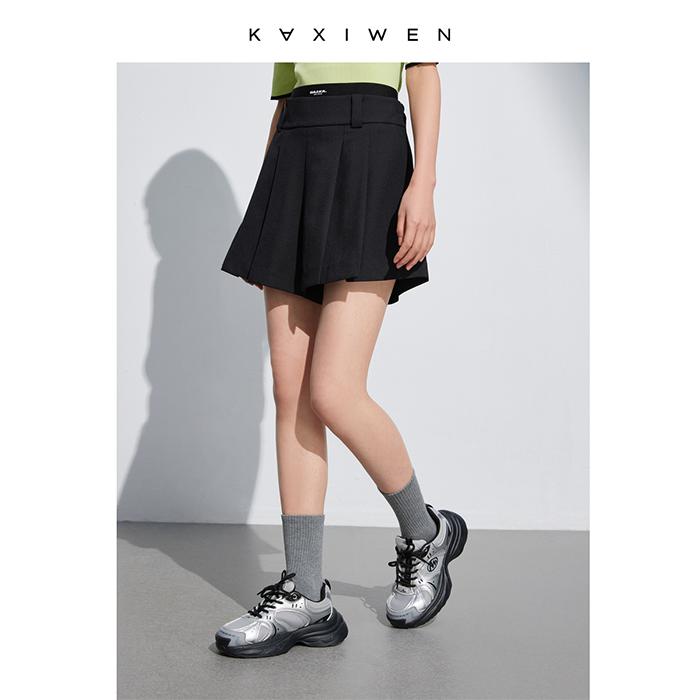 KVXIWEN Women's Black Pleated Mini Skirt - High Waist Casual A-Line Skort Streetwear