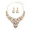 Exaggerated Crystal Glass Necklace Earrings Set Dress Banquet Women'S Accessories