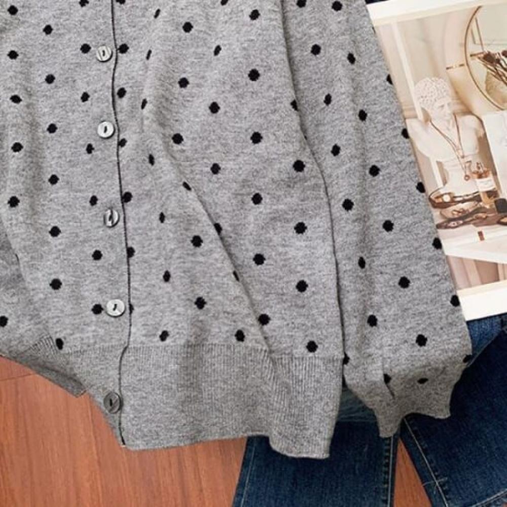 Navava Men S Daily Dot Round Neck Long Sleeve Knit Cardigan Nk2620