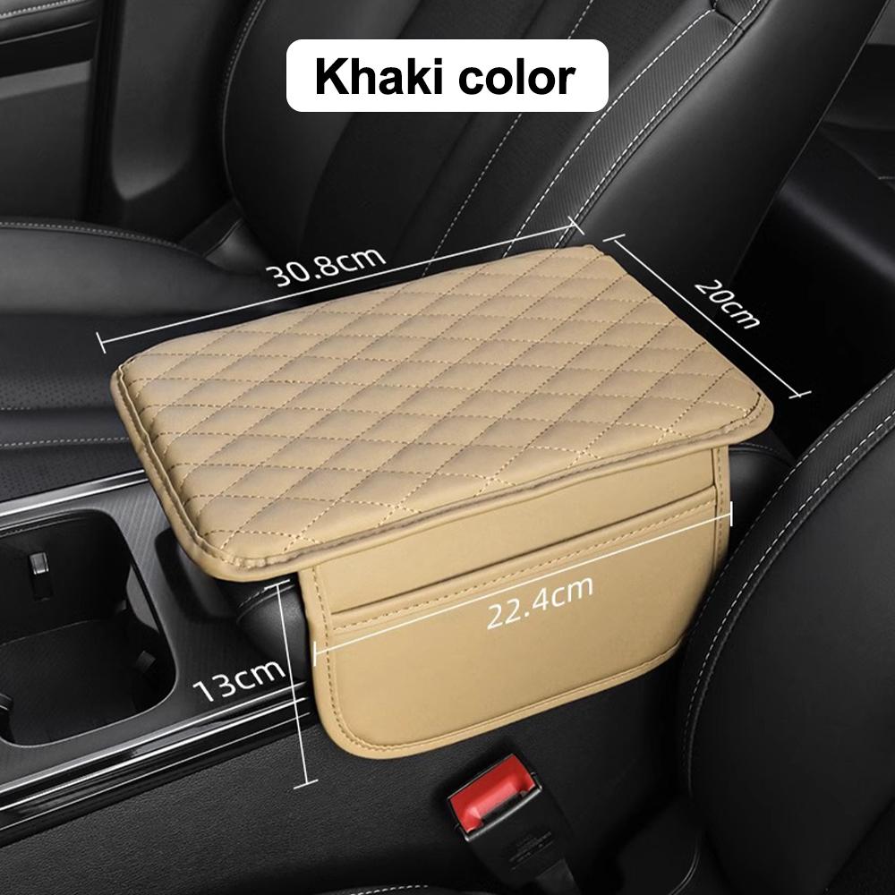 PU Leather Car Armrest Mat Center Console Arm Rest Protection Cushion With Storage Pockets Armrests Storage Box Cover Pad
