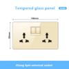 Gold UK 13A Tempered Glass USB Socket Plug,18W Type-C Fast Charging Universal 3pin Dual Power Outlet,Wall LED 2way Light Switch