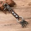Rockyu Key Holder Mens Cowhide Leather Alloy Motif Vintage 16cm Storage Multifunctional Punk Style Stylish Gift Birthday Valentines Day Christmas