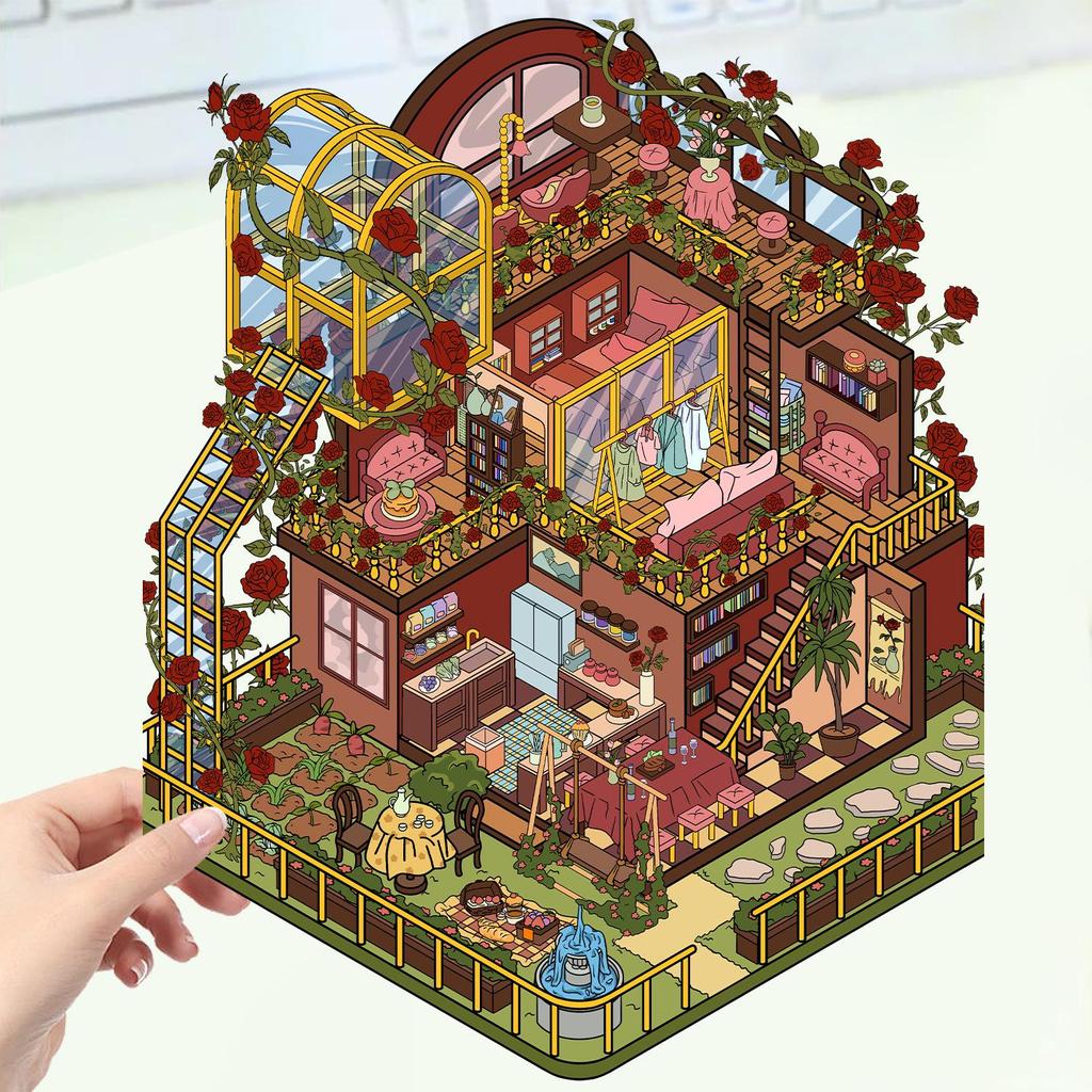 Коллекция 3D наклеек с пейзажами: Дизайн DIY-домика, Прозрачные ПЭТ-наклейки для снятия стресса