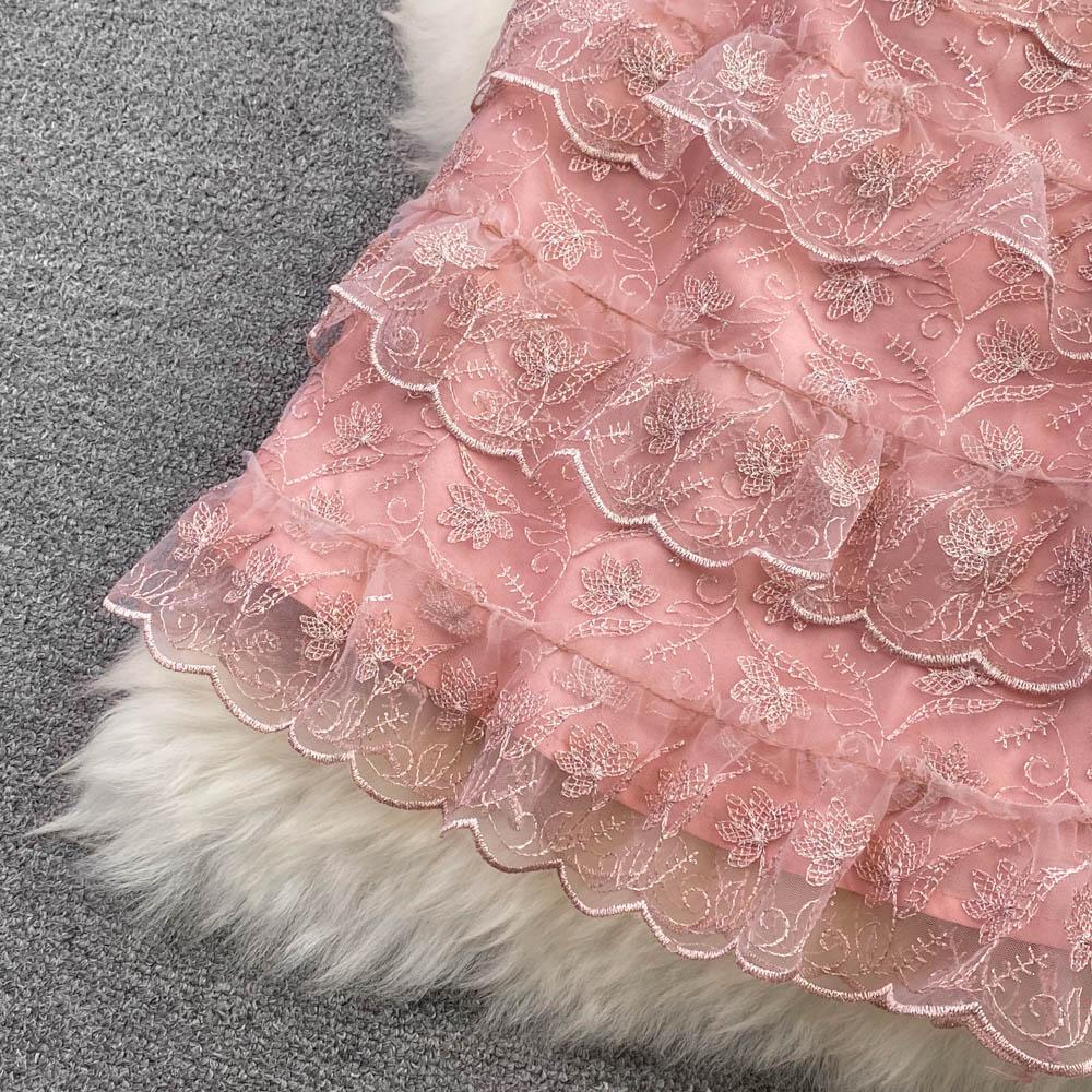 RUGOD Летнее светлое роскошное платье в дворцовом стиле в стиле ретро с кукольным воротником и высокой талией, тонкое кружевное платье трапециевидной формы, женское