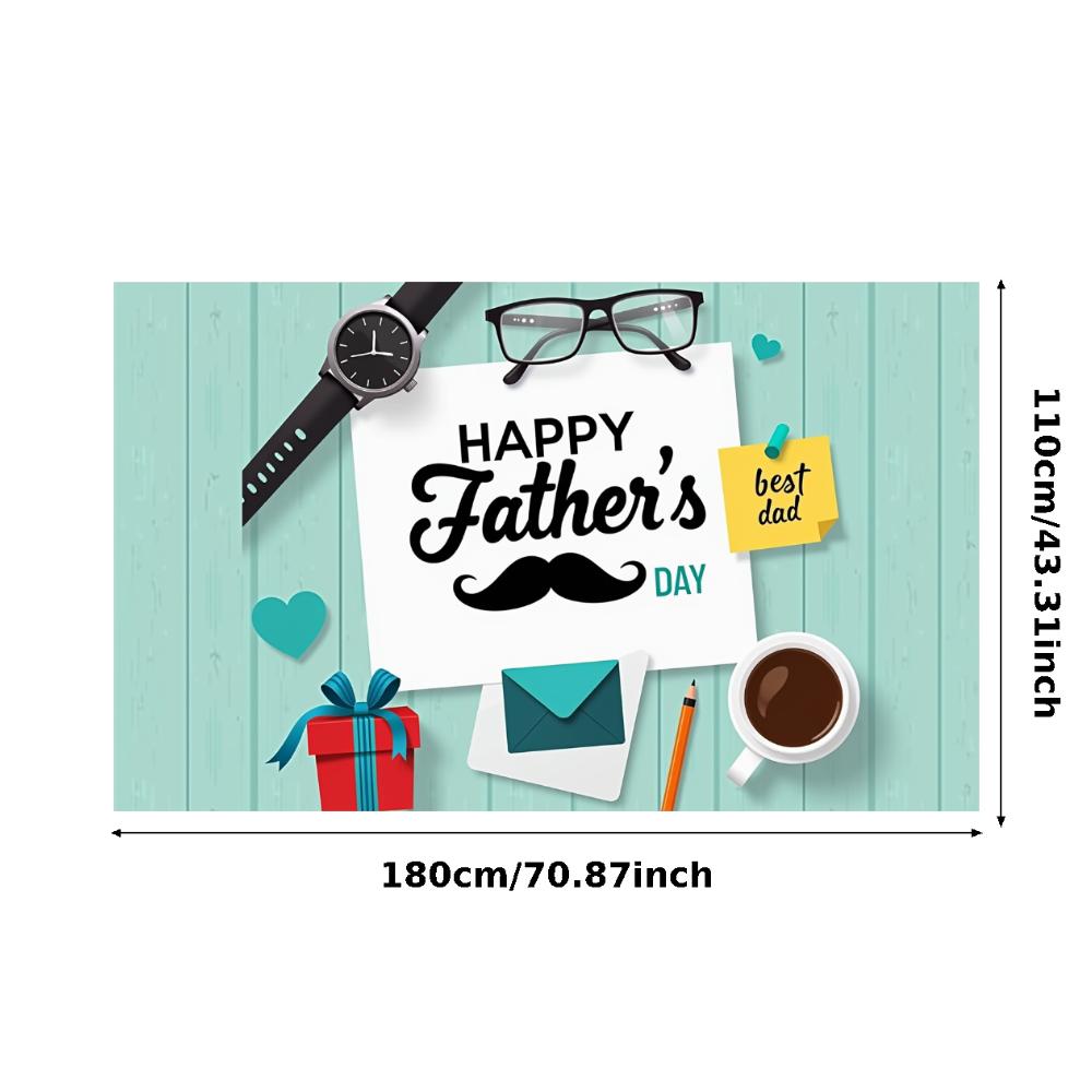 Heart Shape Father's Day Decor Coffee Cup Father's Day Backdrop Stylish Glasses Pencil Dad Celebration Banner for Holiday Decor