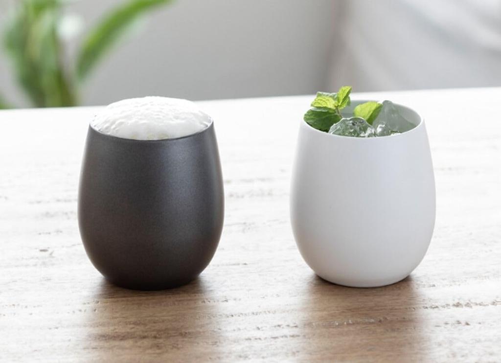 Pair of 250ml Stainless Steel Cups with a Feel and Vacuum Sealing J-Kitchens Ceramic-Like Double-Walled