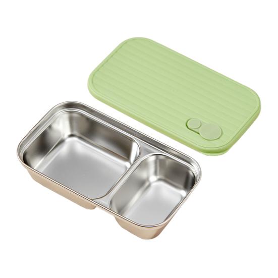 Stainless Steel Snack Containers 2 Compartment Lunch Box Leak-Proof Bento Box with Lids Reusable Food Storage Containers for Travel Camping Outdoor