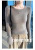 Women's Slim Fit Striped Wool Knitwear - Stylish Round Neck Top for Autumn/Winter