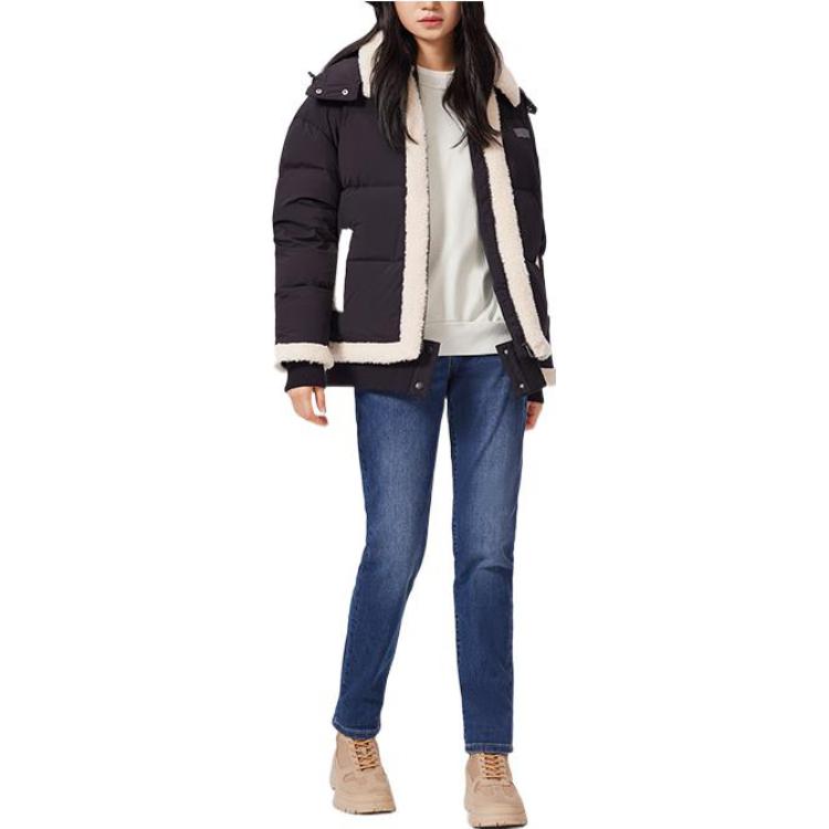 Женская куртка пуховик Levis FW22 со съемным капюшоном, с длинным рукавом, верхняя одежда, черная A5174-0001