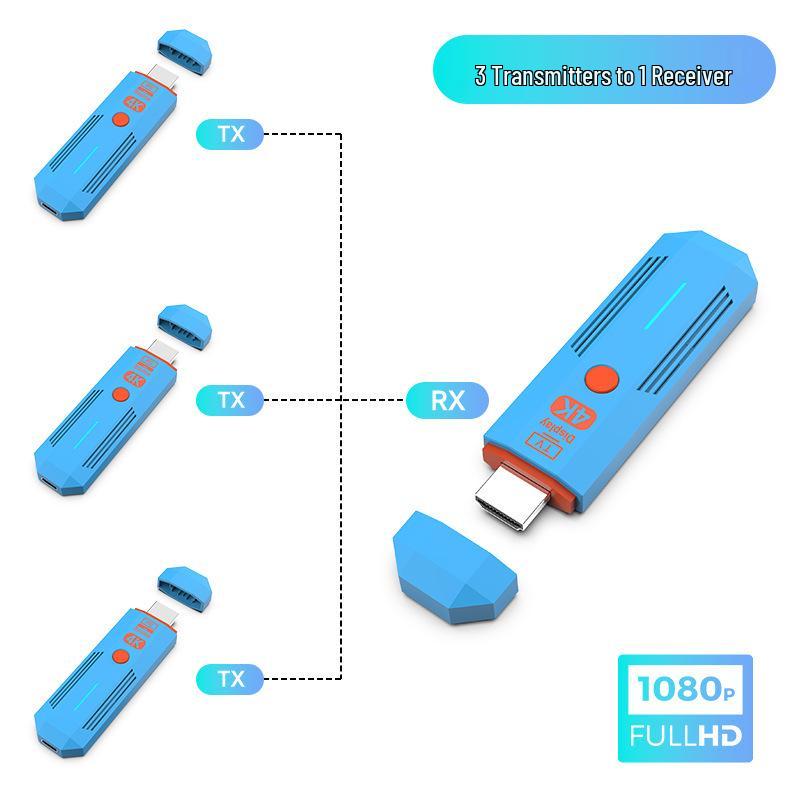 Беспроводной передатчик и приемник 4K HDMI, портативный удлинитель 50 м