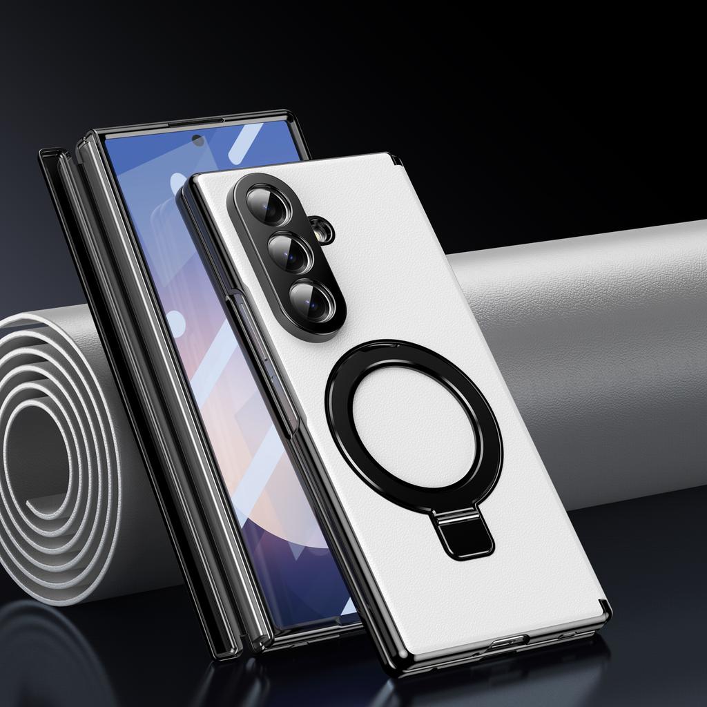 Скрытая подставка Магнитный кожаный чехол для Samsung Galaxy Z Fold 7 6 5 4 Чехол-подставка с прозрачным защитным стеклом