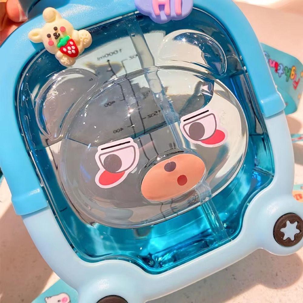 Герметичная портативная бутылка для напитков с соломинкой, пластиковая чашка с медведем, бутылка, детская поилка для воды, школа