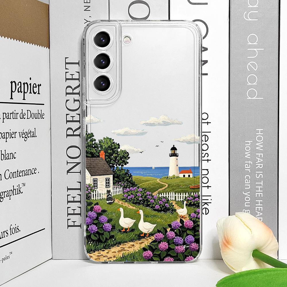Чехол для телефона с рисунком «Дом Горный Пейзаж Прозрачный для Xiaomi Redmi Note 14 Pro Plus 13 12 11 10 PRO 14C 13C 12 9T 5G Мягкий Чехол
