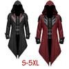 S-5XL Men New Fashion Devil Fashion Mens Gothic Style Hooded Jacket Coat Red Black Diesel Punk Assassin Creed Cosplay Costume Cardigans Coat for Men