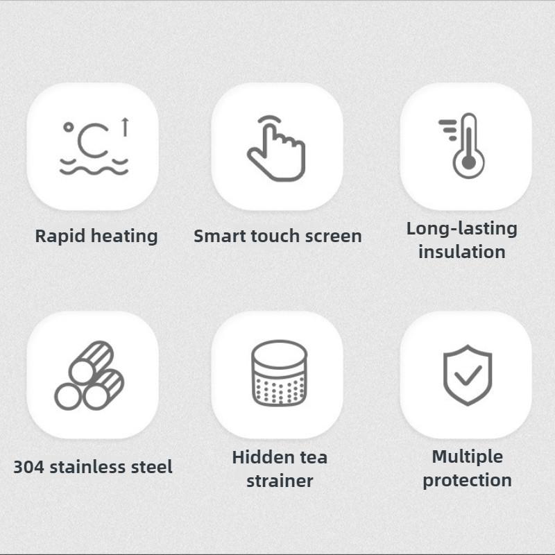 500ML Large Capacity Intelligent Car Boiling Bottle Outdoor Travel Portable Electric Kettle Stainless Steel Insulated Cup