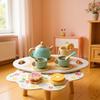 Children Play Tea Set With Wooden Cake And Pots For Creative Kitchen Pretend Games